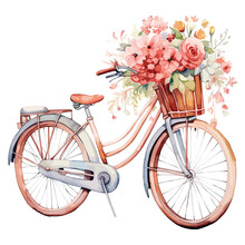 Bicycle With Flowers Watercolor Vector Design