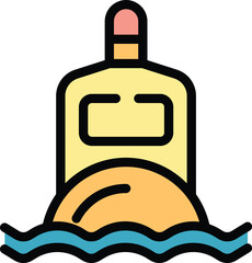 Canvas Print - Sea ship icon outline vector. Sport summer. Adventure activity color flat