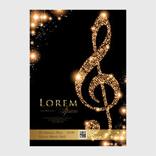 Concert Poster With Glowing Treble Clef