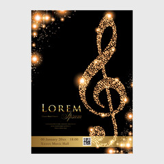 Concert poster with glowing treble clef