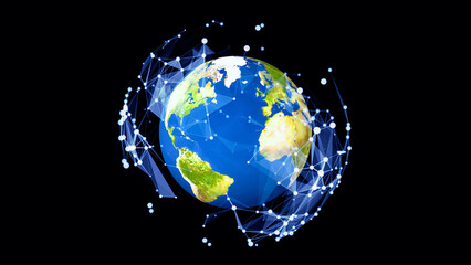 Aufkleber - Planet earth and communication network. Global network.