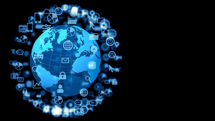Aufkleber - Planet earth and communication network. Global network.
