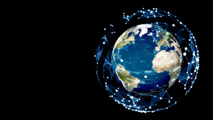 Aufkleber - Planet earth and communication network. Global network.
