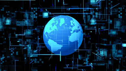 Aufkleber - Planet earth and communication network. Global network.