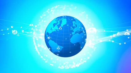 Aufkleber - Planet earth and communication network concept.