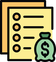 Poster - Finance money bag icon outline vector. Startup idea. Creative service color flat