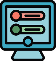 Sticker - Election monitor icon outline vector. Vote poll. Paper public color flat