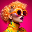 canvas print picture - GIRL IN NEON
