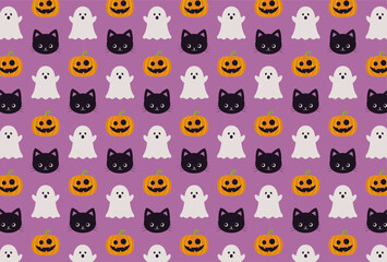  seamless pattern with a set of halloween icons for banners, cards, flyers, social media wallpapers, etc.