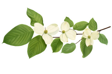 Wall Mural - Beautiful green dogwood leaves isolated on transparent background - high quality PNG for design and decoration