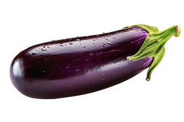 Fresh and organic eggplant isolated on transparent background - high quality PNG of purple vegetable