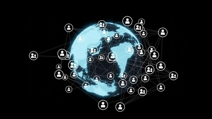 Aufkleber - Planet earth and human network concept. Network community.
