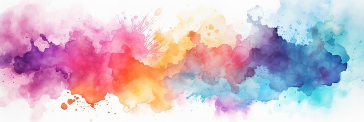 Aufkleber - Generative AI : Illustration colorful watercolor background white background