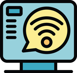 Canvas Print - Wifi smart icon outline vector. Home tv. Computer game color flat