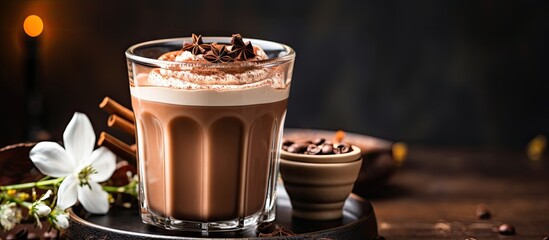 Aufkleber - Close up of hot chocolate in a transparent cup