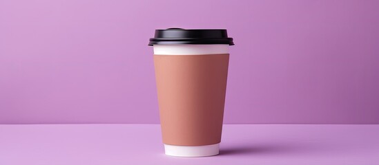 Aufkleber - Disposable coffee cup on a purple backdrop