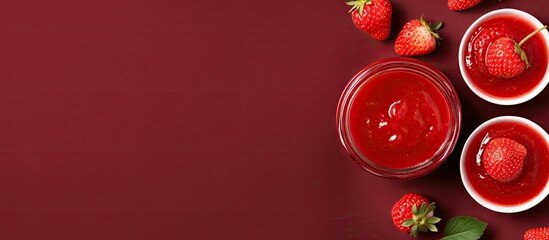 Poster - Strawberry jam in colorful bowls