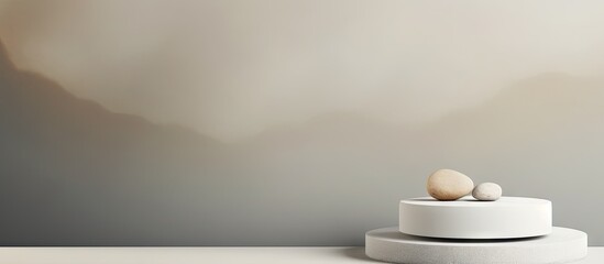 Poster - White stones on gray background with empty display scene