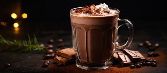 Aufkleber - Close up of hot chocolate in a transparent cup