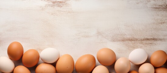 Wall Mural - Composite image of brown eggs on a table representing national egg day and healthy eating