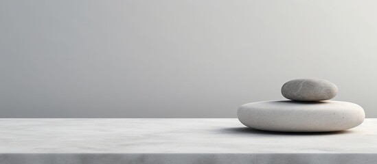 Poster - White stones on gray background with empty display scene