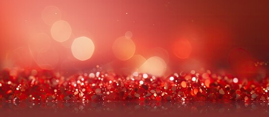 Poster - Christmas red glitter background with bokeh holiday glowing backdrop