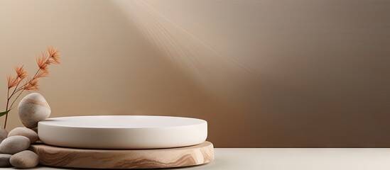 Poster - Empty porcelain podium for displaying goods with space for text Premium photo