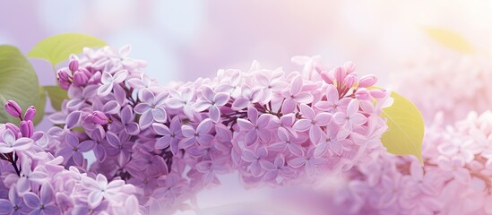 Wall Mural - Blurred floral background featuring lilac flowers on a sunny day