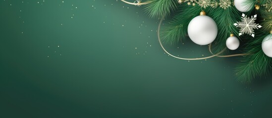 Poster - A branch of a Christmas tree in a corner on a white background