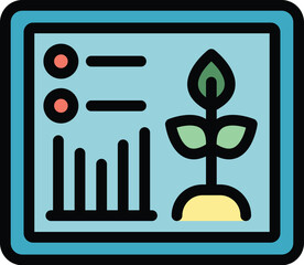 Sticker - Tablet plant control icon outline vector. Robot organic. Digital future color flat