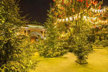 New Year Tree on Palace Square in Saint-Petersburg, Russia