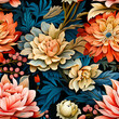 Seamless pattern of vintage floral, blend with stems, leaves.