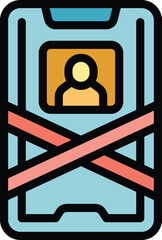Wall Mural - smartphone privacy icon outline vector. deleting account. remove web color flat