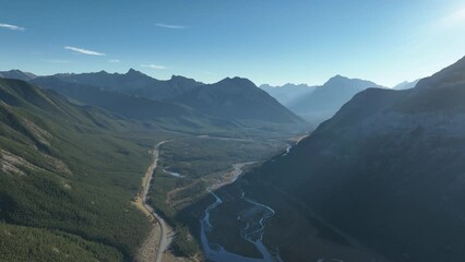 Wall Mural - drone view of the rocky mountains. banff national park, alberta, canada. the mountain range during s