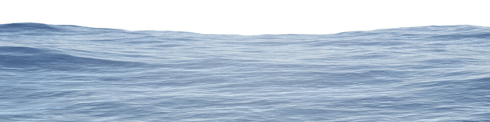 Blue sea wave surface and ripples with isolated on transparent background. PNG file, 3D rendering illustration, Clip art and cut out