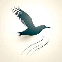 Wall Mural - Minimalistic seagull logo, flat design, generative AI.