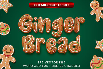Wall Mural - Christmas gingerbread 3d editable vector text effect