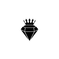 Sticker - Diamond with crown icon isolated on transparent background