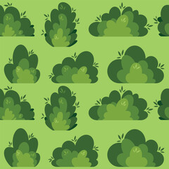 Fototapete - Shrub bush seamless pattern shrubbery tree simple abstract flat cartoon vector illustration. Set of garden green plant isolated. Eco element, foliage silhouette, stylized ecology decorative object