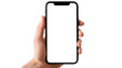 © John - Hand holding blank smartphone on transparent background