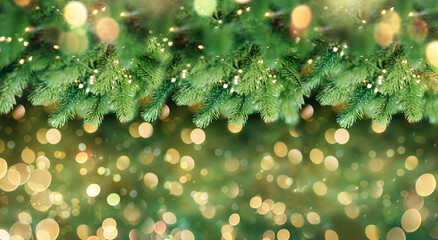 Poster - merry christmas and new year holidays background. Blurred bokeh background