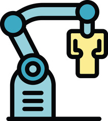 Wall Mural - Robot engineer factory icon outline vector. Work machine. Machinery production color flat