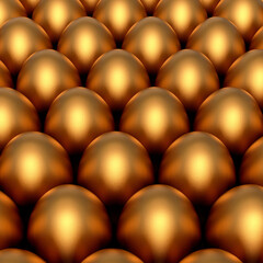 Wall Mural - Heap of farm raw organic gold chicken eggs, abstract background