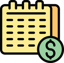Canvas Print - Calendar cash back icon outline vector. Cashback return. Dollar finance color flat