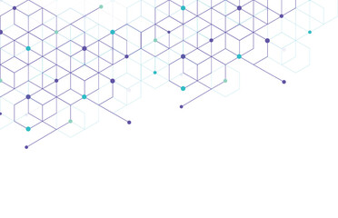 Wall Mural - abstract geometric boxes pattern dot line connection background. modern technology with square mesh.