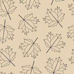 autumn maple leaves geometric seamless pattern