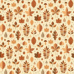 Wall Mural - Autumn Leaves Geometric Seamless Pattern