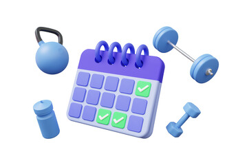 calendar icon planning icon healthy concept. set fitness exercise tool sport on isolated background.