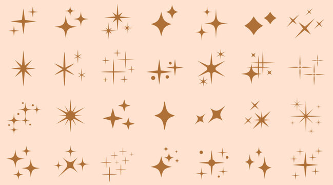 Wall Mural -  - Stars line art icon. Sparkle star icons. Shine icons