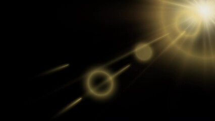 Wall Mural - sunlight flare motion effect on black background for screen blend mode or alpha channel